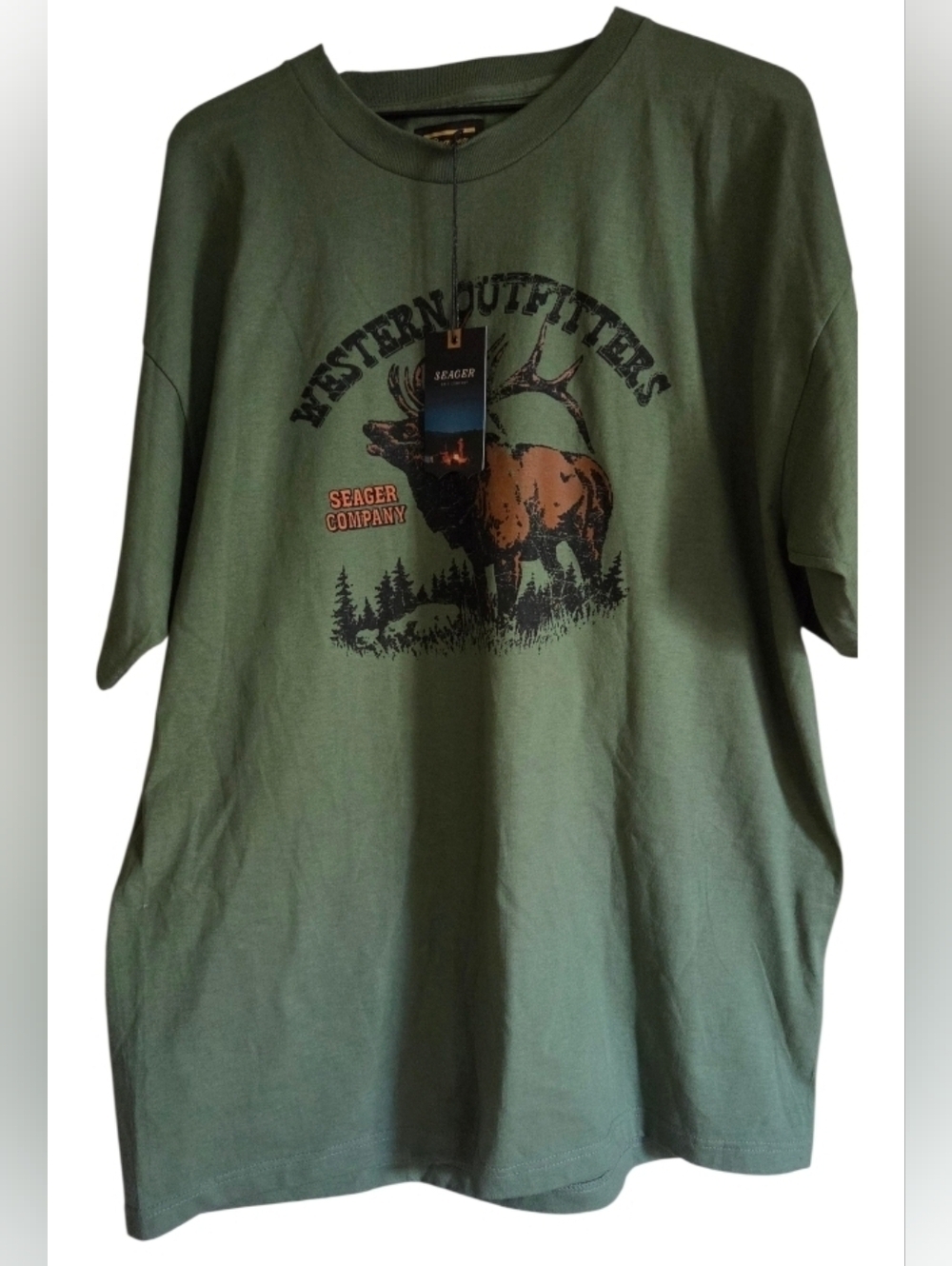 Western Outfitters Seager Company Olive Green Short Sleeve Graphic Tee